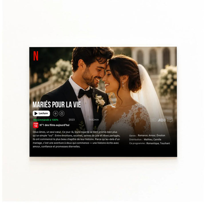 Poster Netflix personnalisé - Notre Mariage Horizontal / Poster sans cadre / A4 21x29.7 cm
