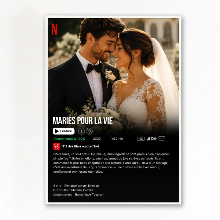 Poster Netflix personnalisé - Notre Mariage Vertical / Poster sans cadre / A4 21x29.7 cm