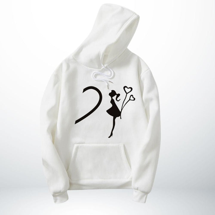 Pull Couple Coeur Blanc Pour Elle / S