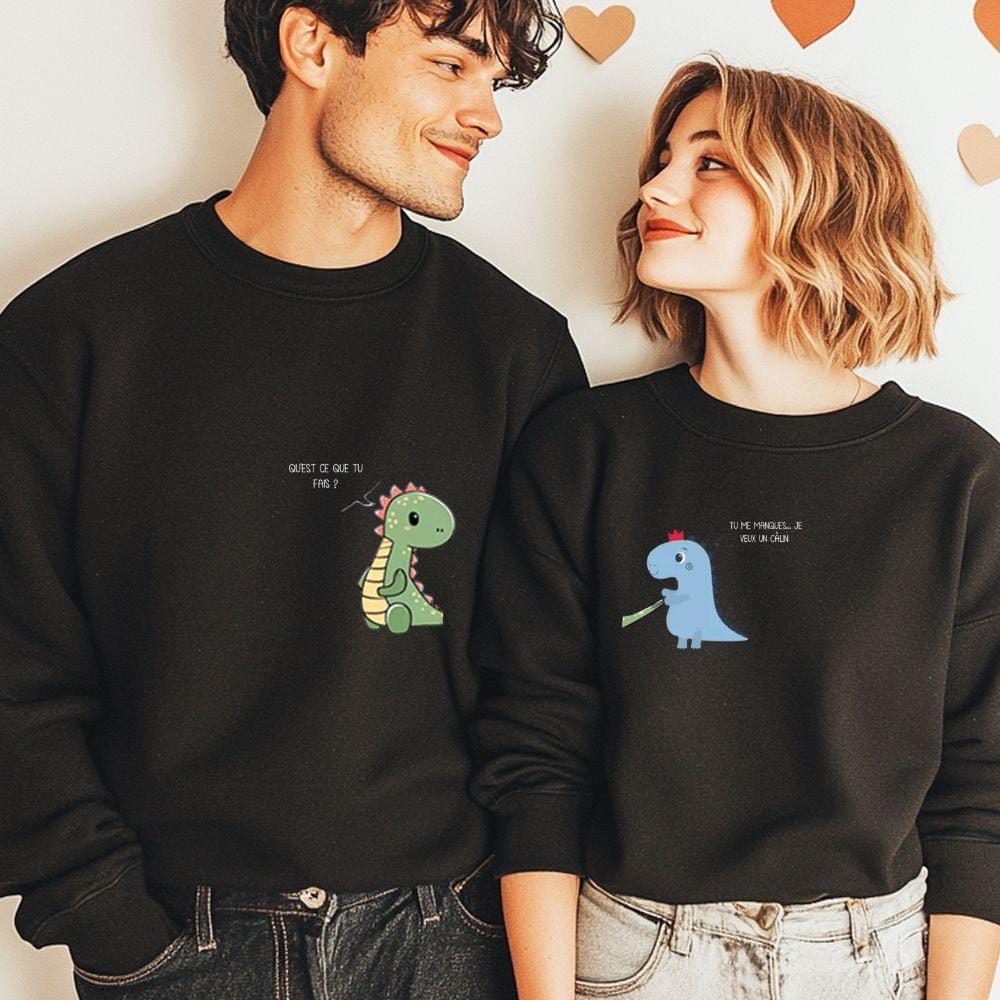 Pull Couple Dinosaure l Personnalisé