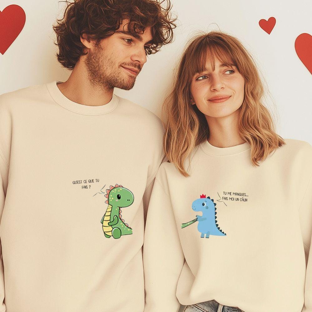 Pull Couple Dinosaure l Personnalisé