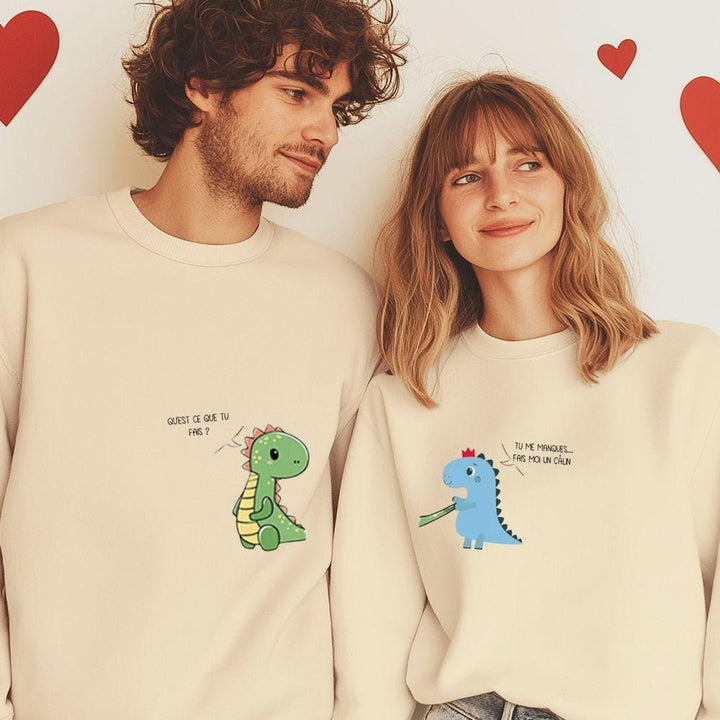 Pull Couple Dinosaure l Personnalisé