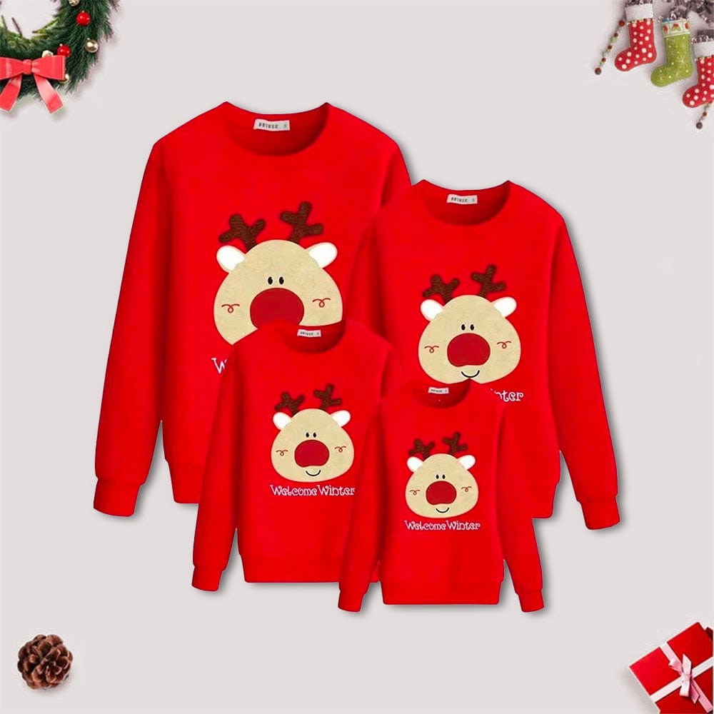 Pull De Noel Assorti Famille Rouge / Femme XL