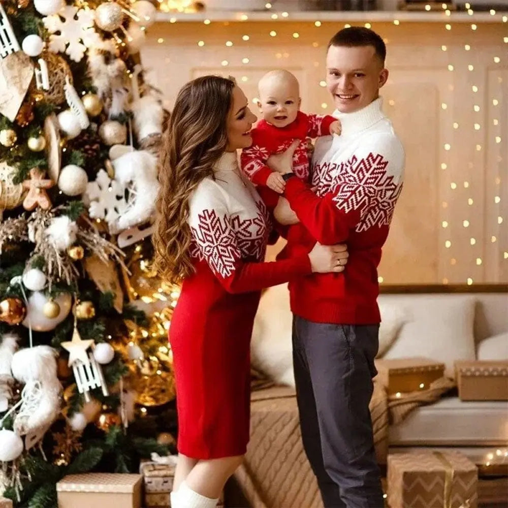 Pull de Noel Pour Toute La Famille Rouge / Maman S
