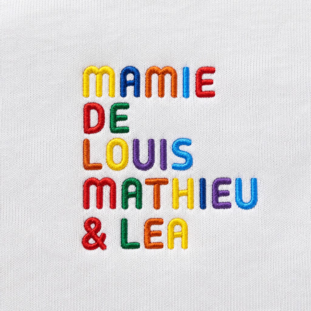 Pull personnalisé Mamie - Prénoms multicolore brodé