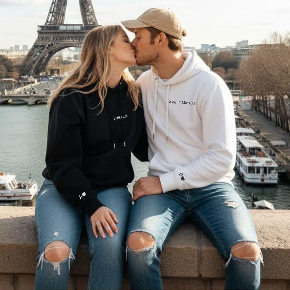 Pull Personnalisé Couple Date Chiffre Romain