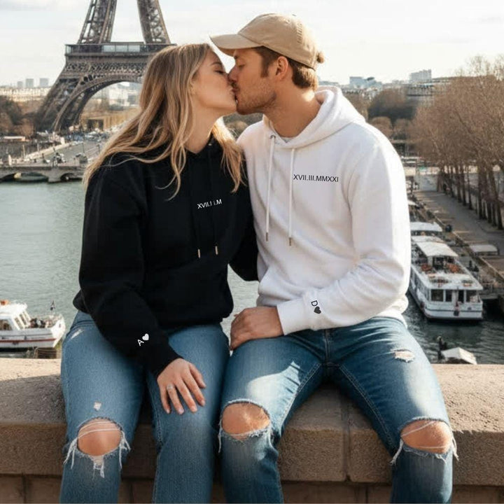 Pull Personnalisé Couple Date Chiffre Romain