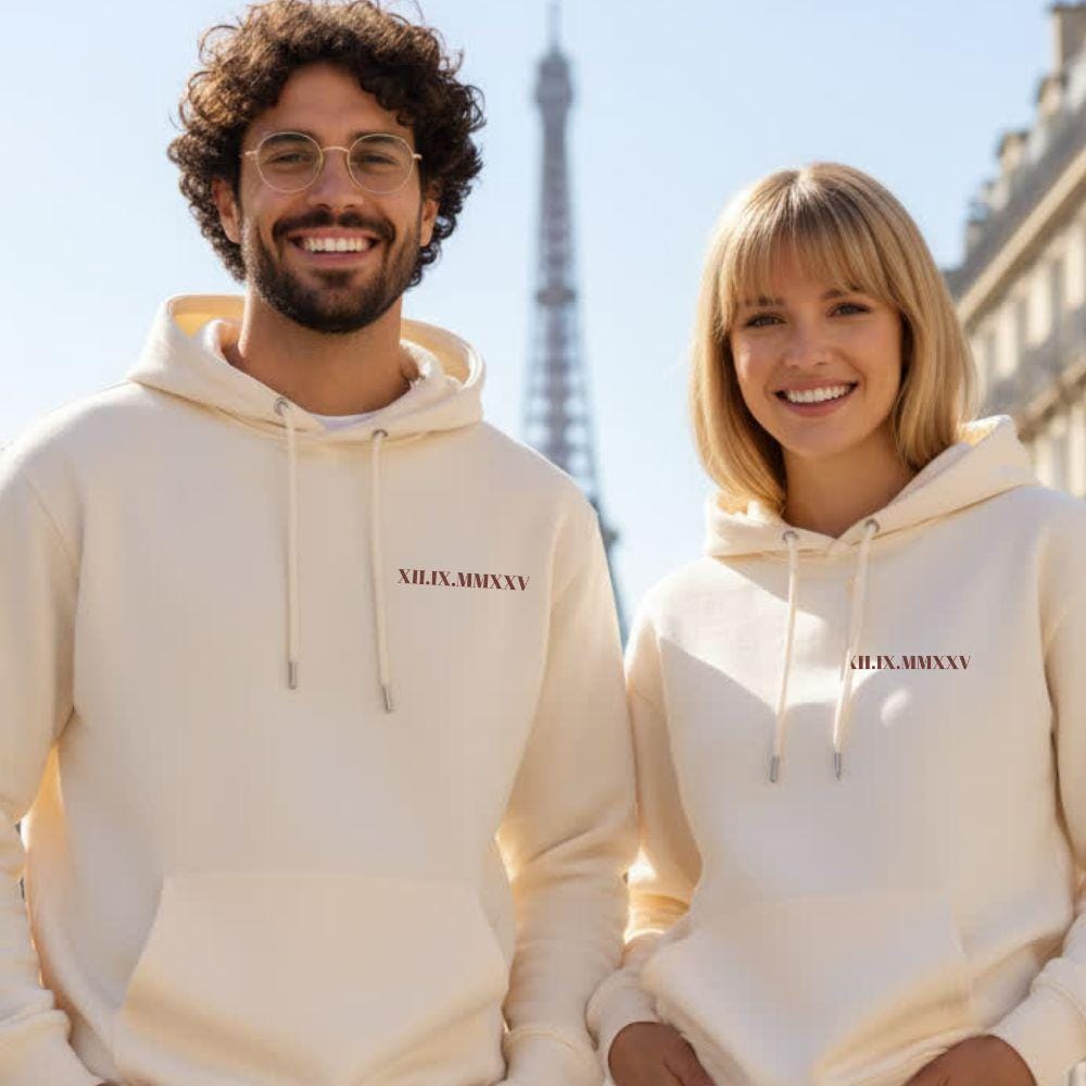 Pull Personnalisé Couple Date Chiffre Romain