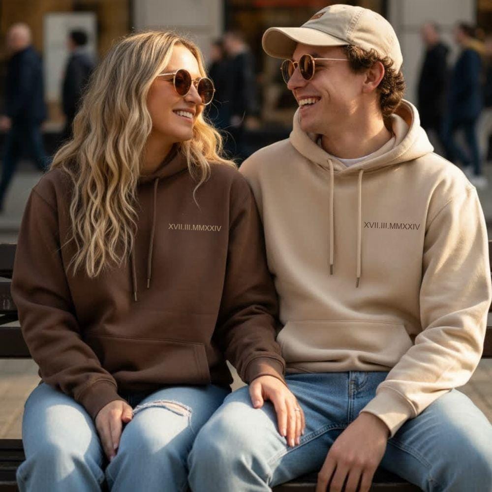 Pull Personnalisé Couple Date Chiffre Romain
