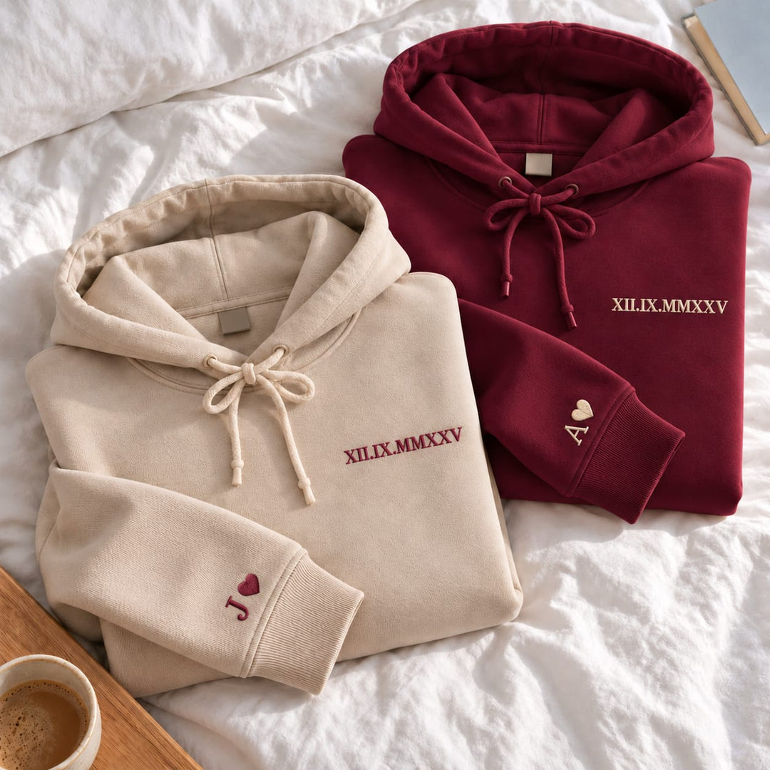 Pull Personnalisé Couple Date Chiffre Romain