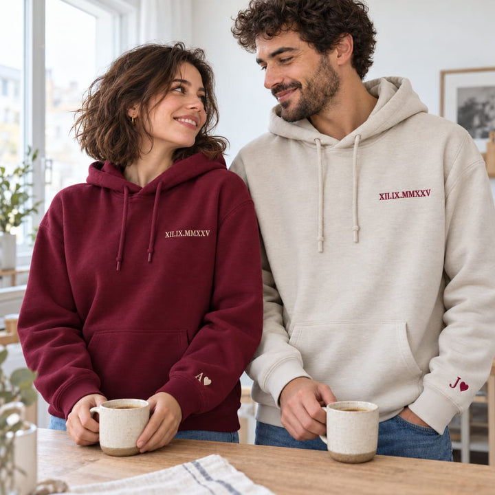 Pull Personnalisé Couple Date Chiffre Romain