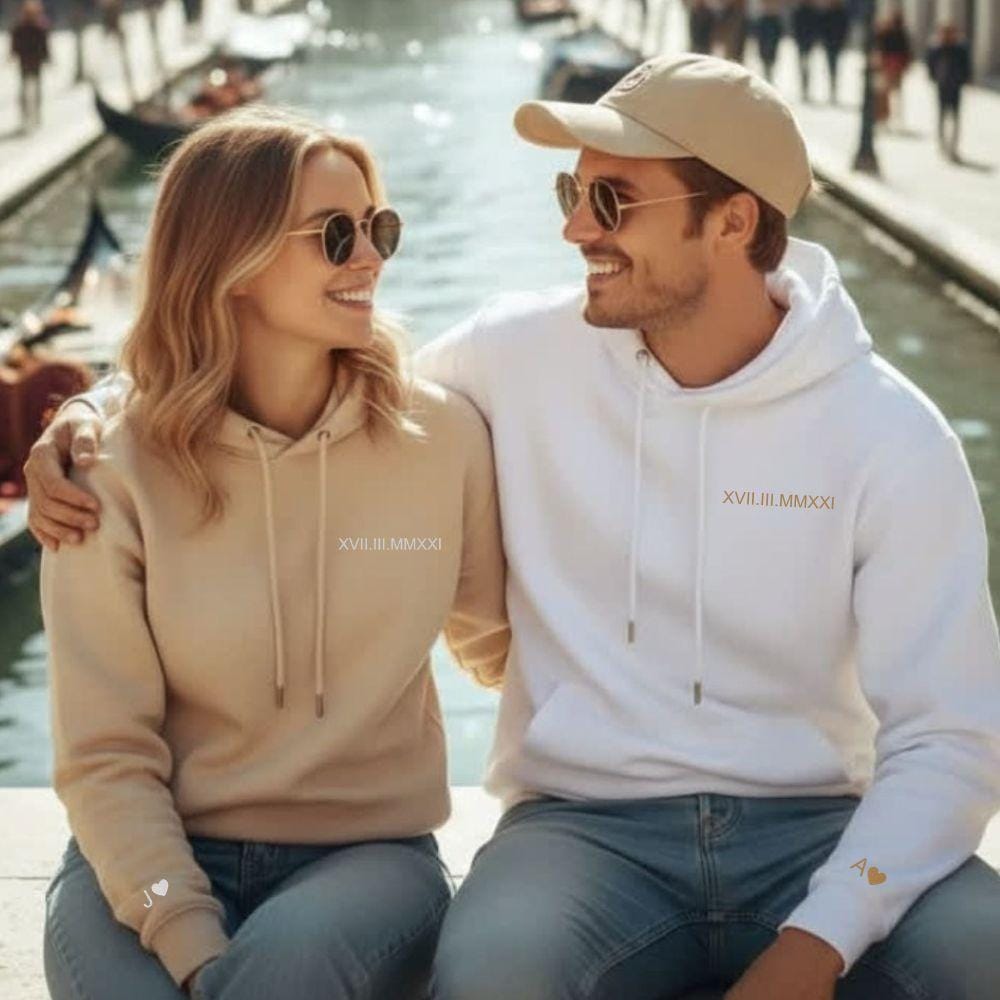 Pull Personnalisé Couple Date Chiffre Romain