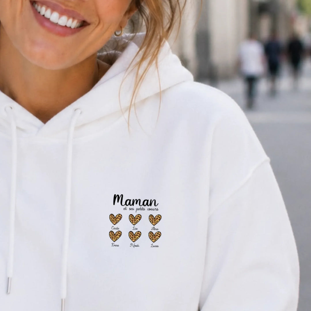 Pull personnalisé fête des mères - cœurs prénoms
