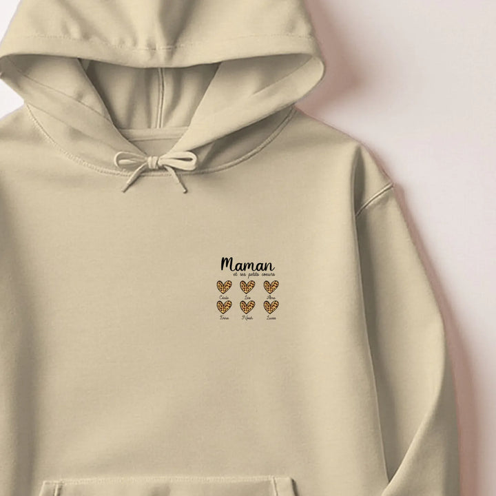 Pull personnalisé fête des mères - cœurs prénoms Sweat à capuche / Beige / M