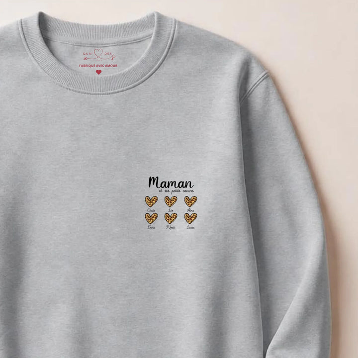 Pull personnalisé fête des mères - cœurs prénoms Sweatshirt / Gris / S