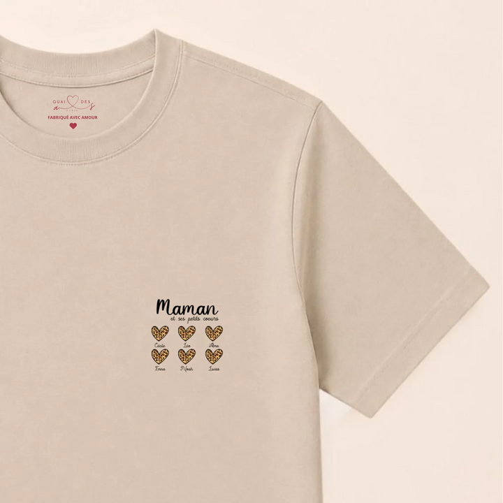 Pull personnalisé fête des mères - cœurs prénoms T-shirt / Beige / S