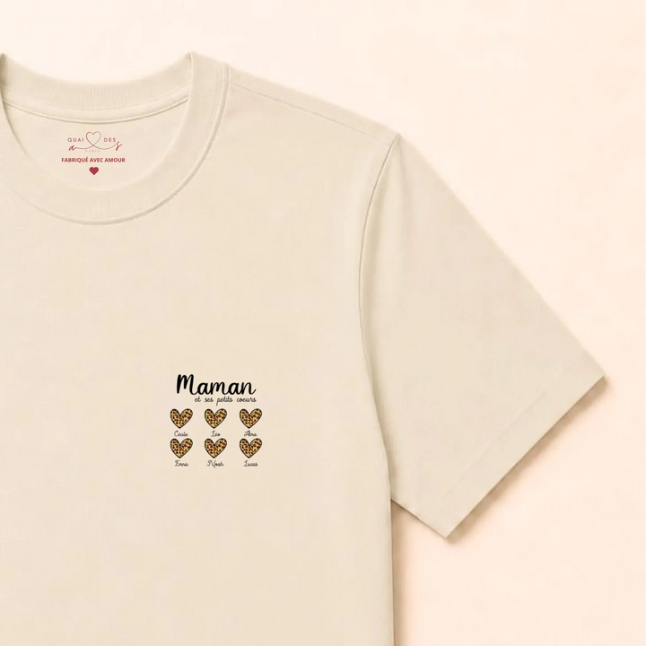 Pull personnalisé fête des mères - cœurs prénoms T-shirt / Naturel / S