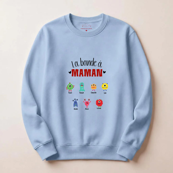 Pull personnalisé jeune maman - la bande à maman Sweatshirt / Bleu Clair / S