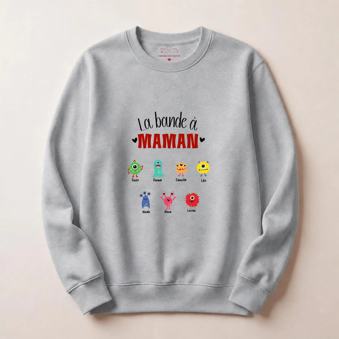 Pull personnalisé jeune maman - la bande à maman Sweatshirt / Gris / S