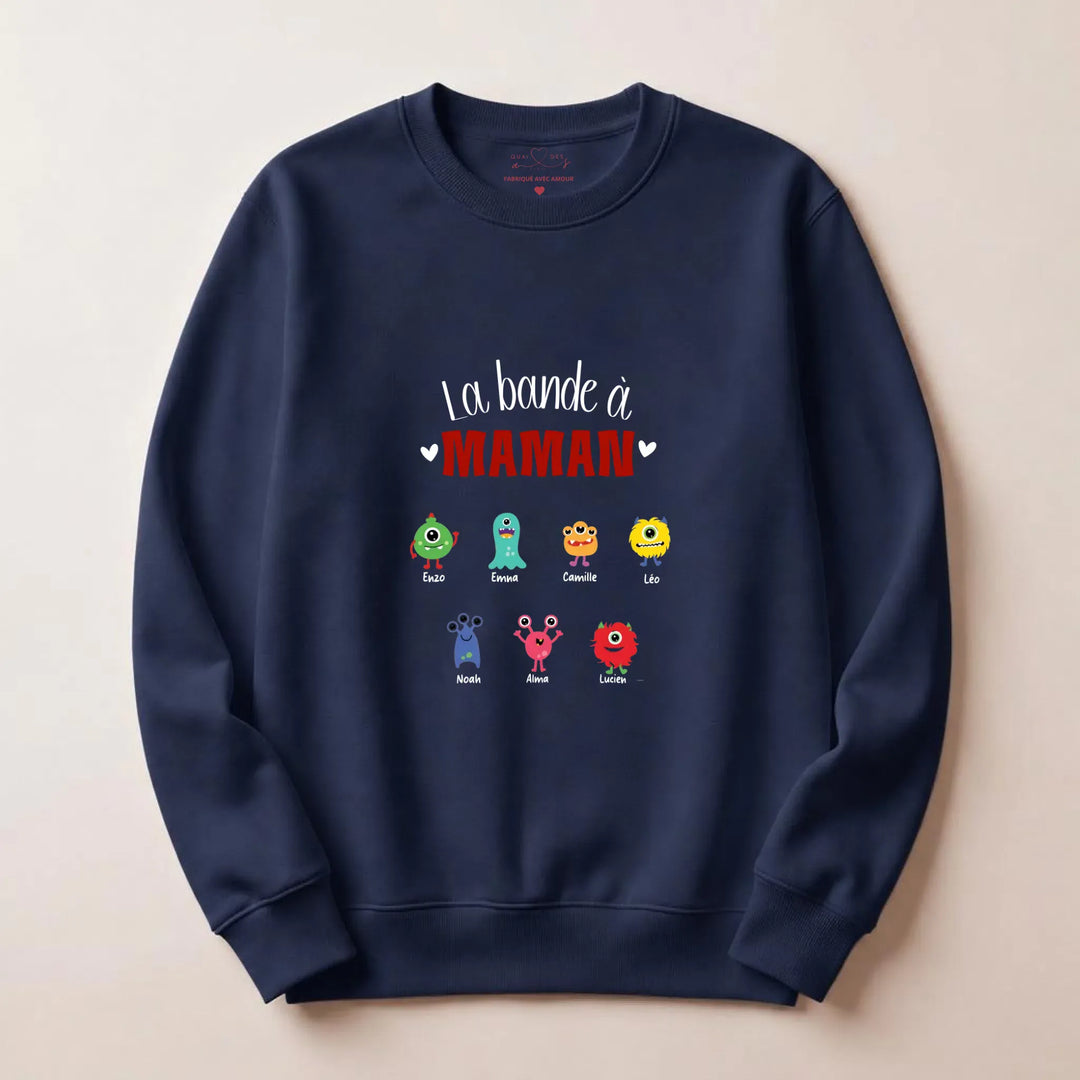 Pull personnalisé jeune maman - la bande à maman Sweatshirt / Marine / S