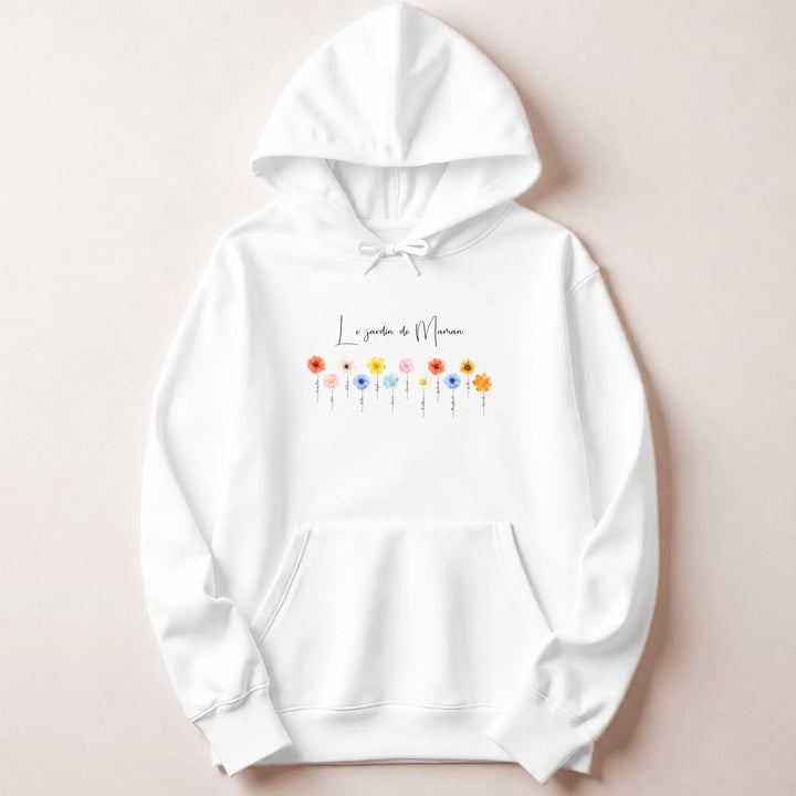Pull personnalisé maman - le jardin de maman Sweat à capuche / Blanc / M