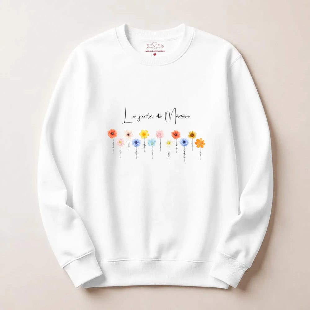 Pull personnalisé maman - le jardin de maman Sweatshirt / Blanc / S