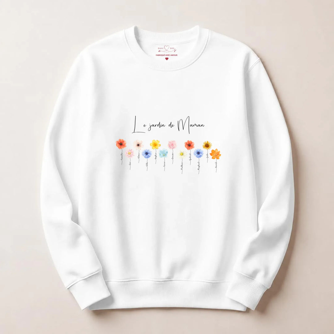 Pull personnalisé maman - le jardin de maman Sweatshirt / Blanc / S