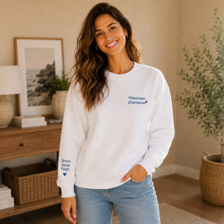 Pull personnalisé Brodé - Mamam d'amour