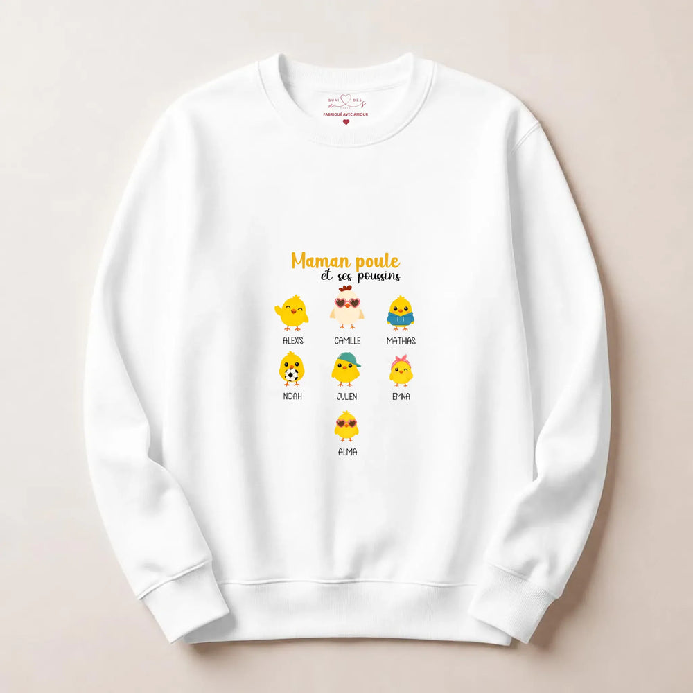 Pull personnalisé maman - maman poule Sweatshirt / Blanc / S