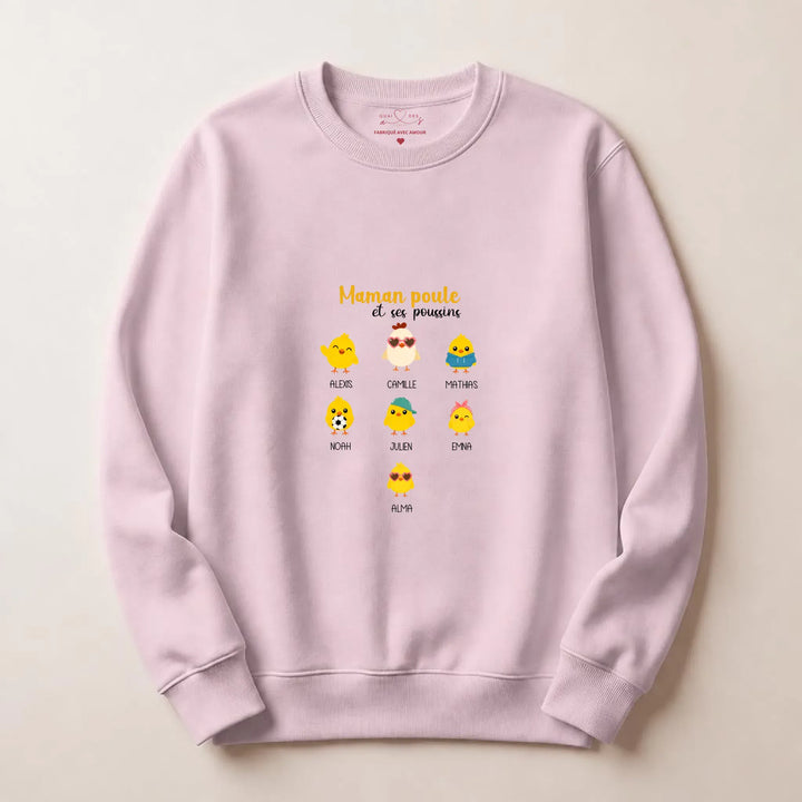 Pull personnalisé maman - maman poule Sweatshirt / Rose clair / S