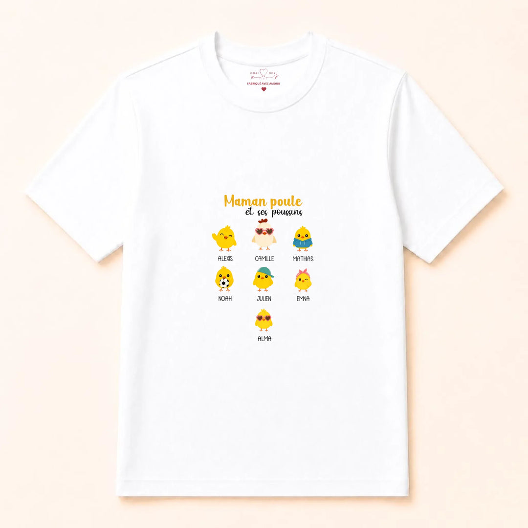 Pull personnalisé maman - maman poule T-shirt / Blanc / S
