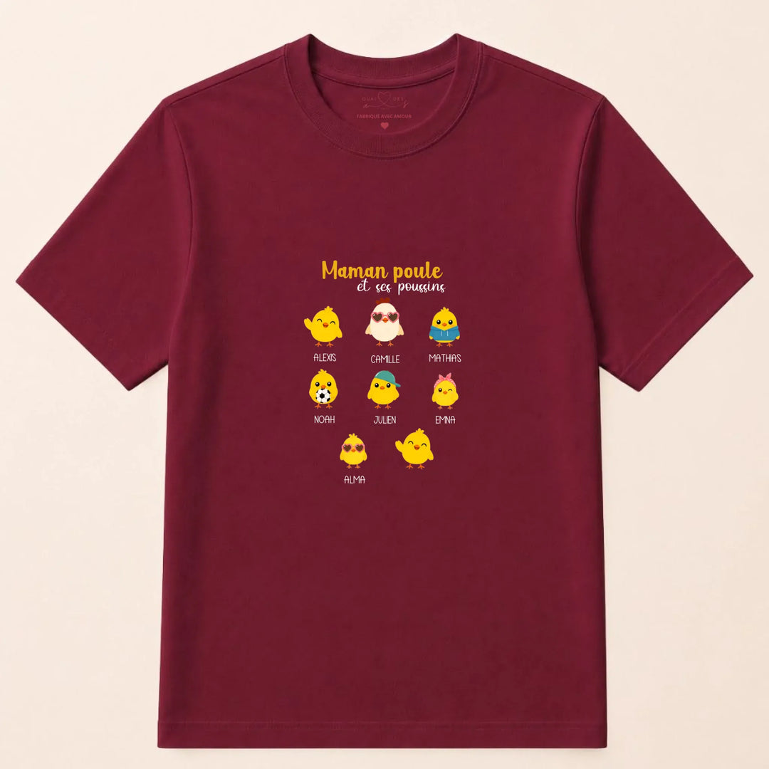Pull personnalisé maman - maman poule T-shirt / Bordeaux / S
