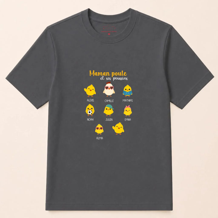 Pull personnalisé maman - maman poule T-shirt / Gris Foncé / S