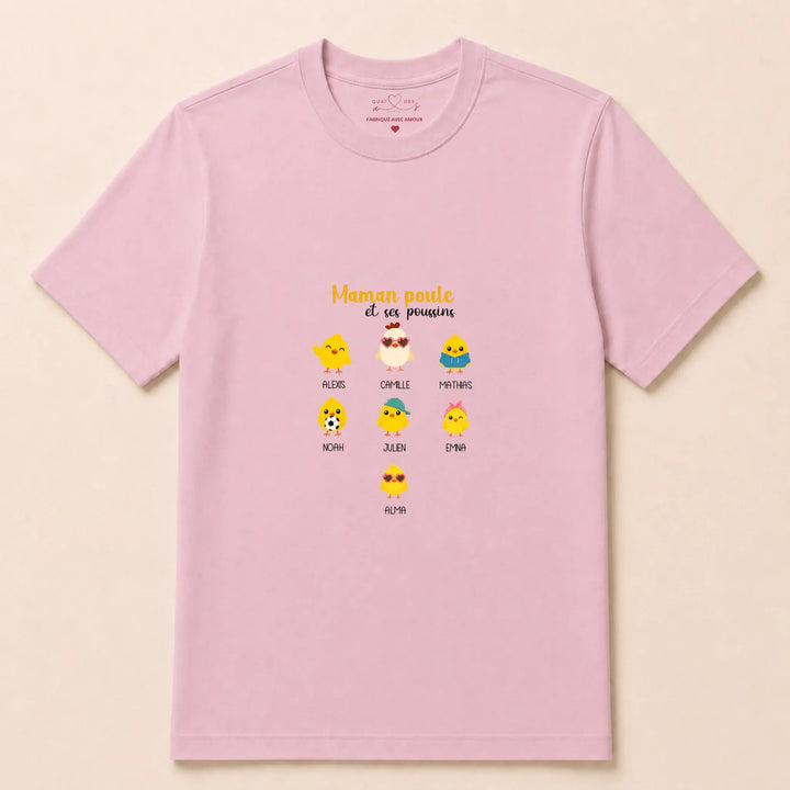 Pull personnalisé maman - maman poule T-shirt / Rose Clair / S