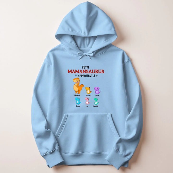 Pull personnalisé maman - mamansaurus Sweat à capuche / Bleu Clair / M
