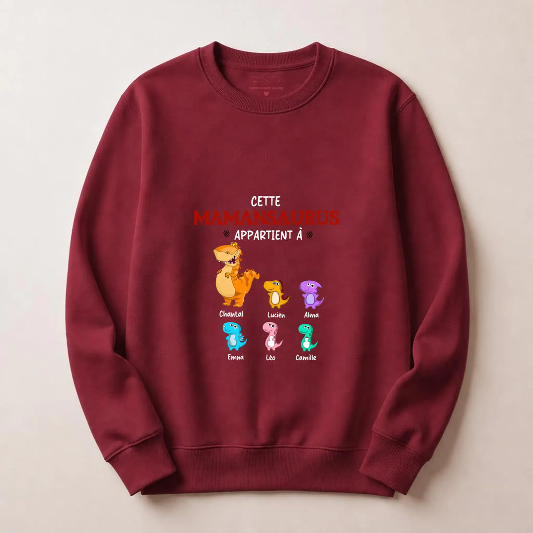 Pull personnalisé maman - mamansaurus Sweatshirt / Bordeaux / S
