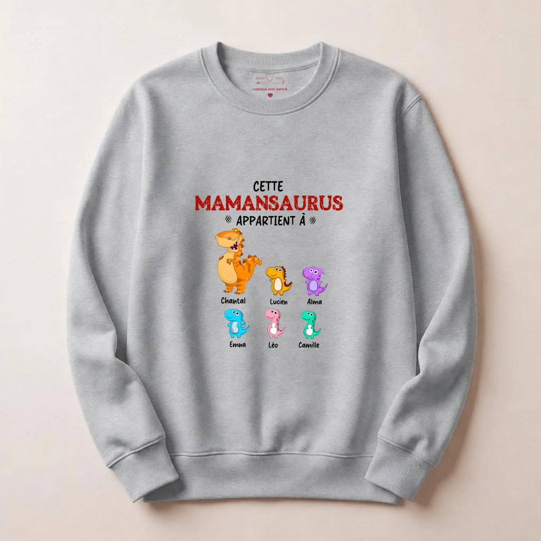 Pull personnalisé maman - mamansaurus Sweatshirt / Gris / S