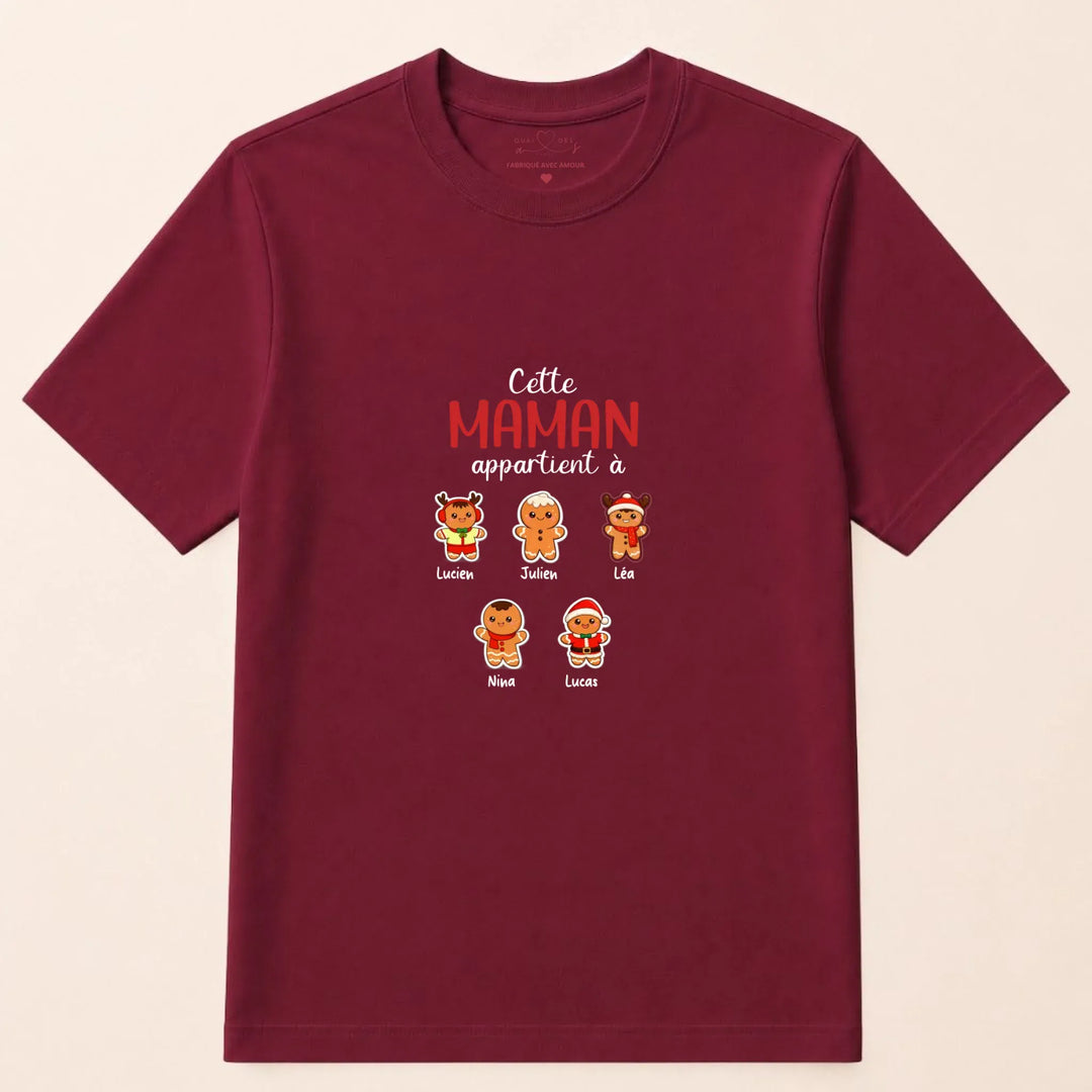 Pull personnalisé maman Noël - cette maman appartient à T-shirt / Bordeaux / S