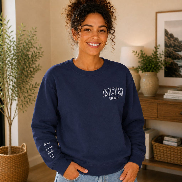 Pull personnalisé Brodé- MOM avec prénoms