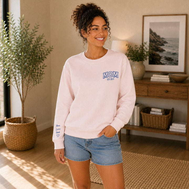 Pull personnalisé Brodé- MOM avec prénoms
