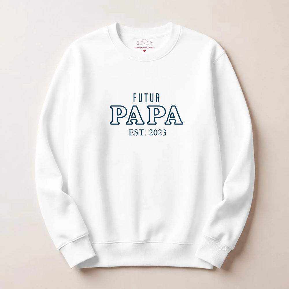 Pull Annonce grossesse papa Sweatshirt / Blanc / S