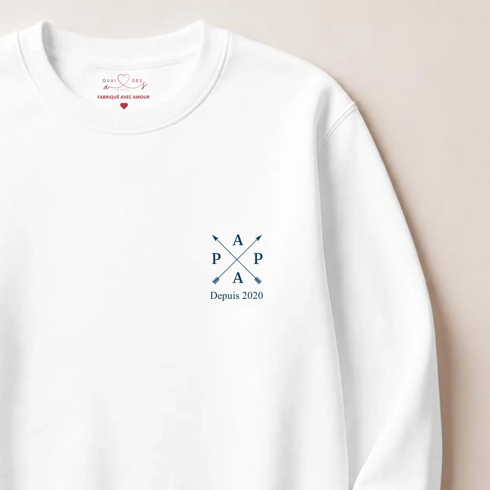 Cadeau Pull Personnalisé - Nouveau papa depuis Sweatshirt / Blanc / S