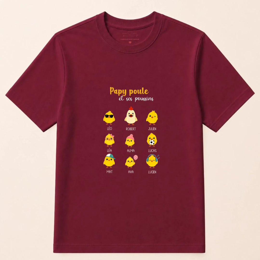 Pull papy poule T-shirt / Bordeaux / S