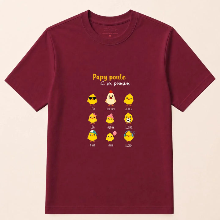 Pull papy poule T-shirt / Bordeaux / S