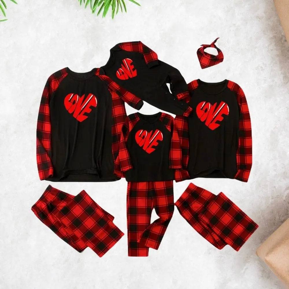 Pyjama Assorti Famille Noir Rouge / Maman S
