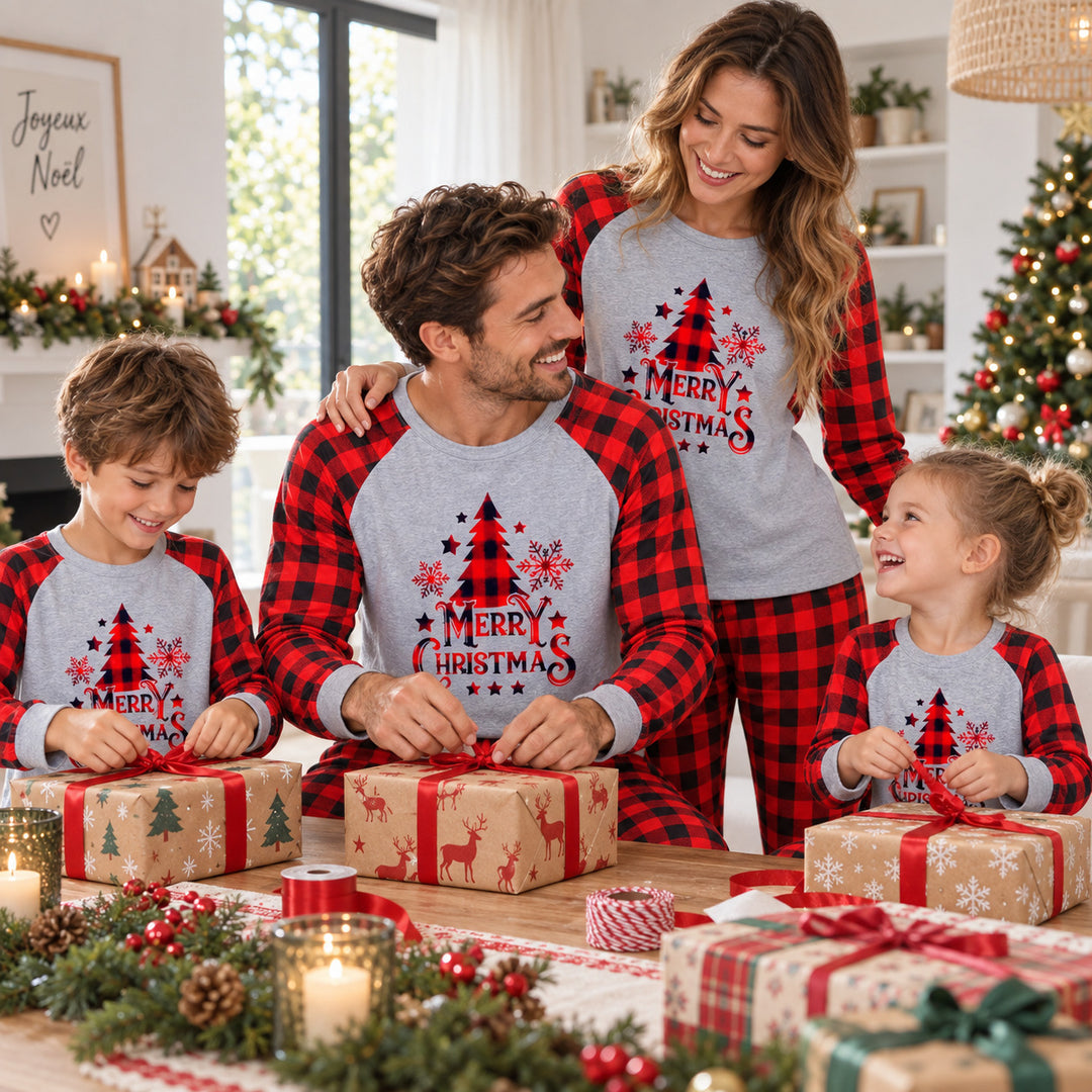 Pyjama Carreaux Famille – scène lifestyle en famille