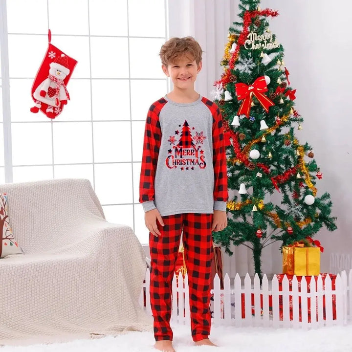 Pyjama Carreaux Famille Rouge / Enfant-12Y