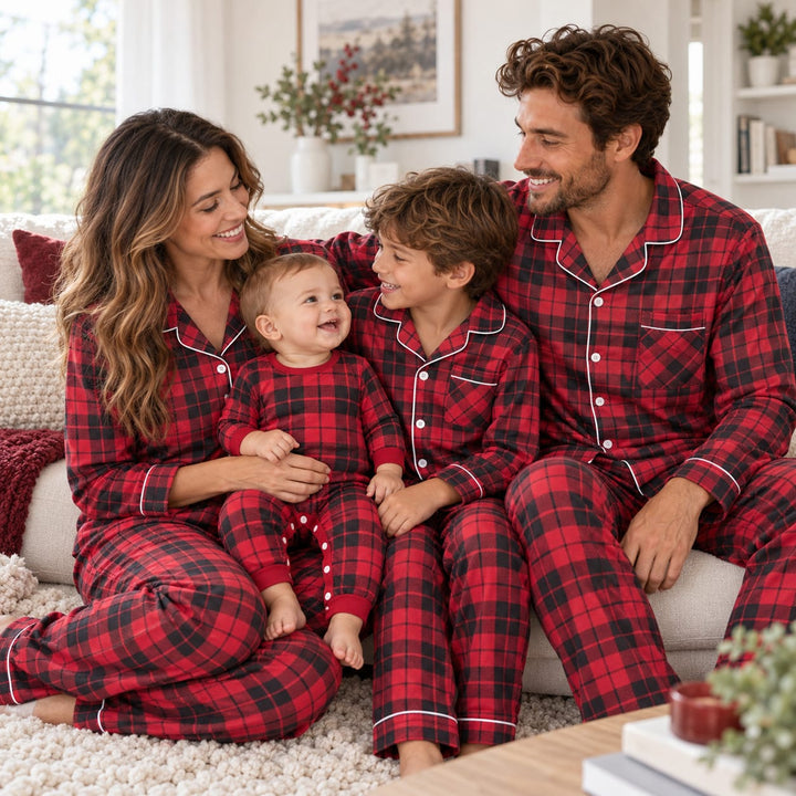 Karierte Familien-Weihnachtspyjamas