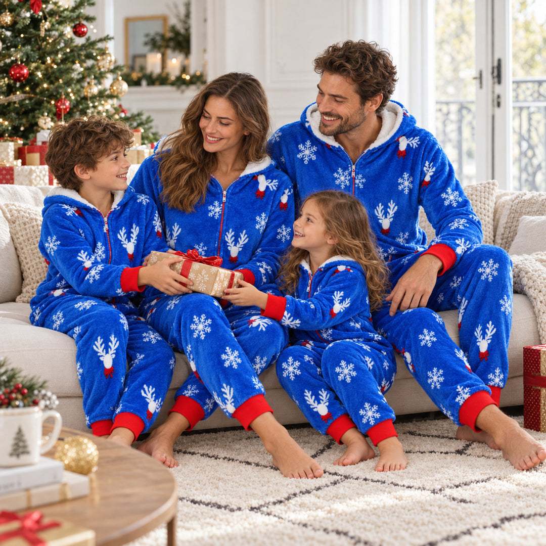 Pyjama Combinaison Hiver Pour Toute La Famille – scène lifestyle en famille