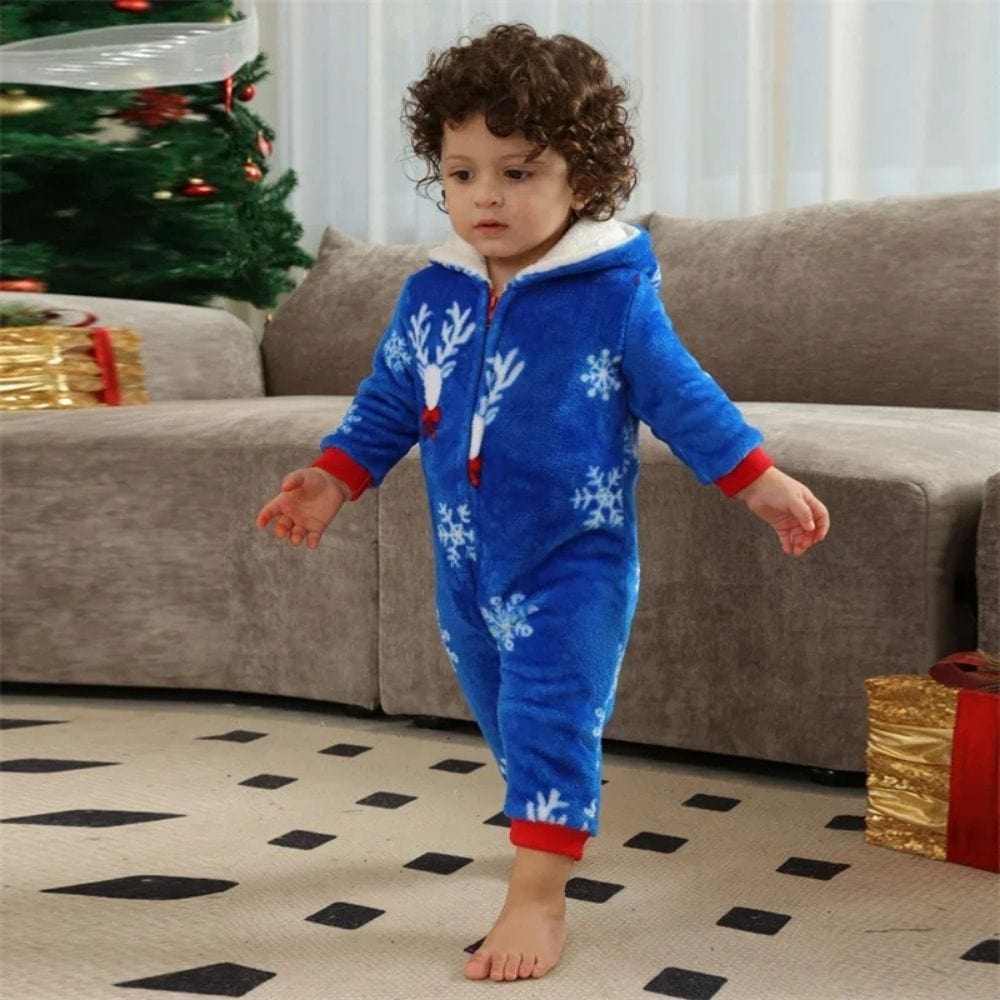 Pyjama Combinaison Hiver Pour Toute La Famille Bleu / Baby 3-6M